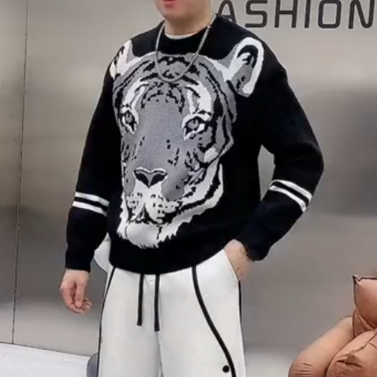 Black Tiger Head Sweater