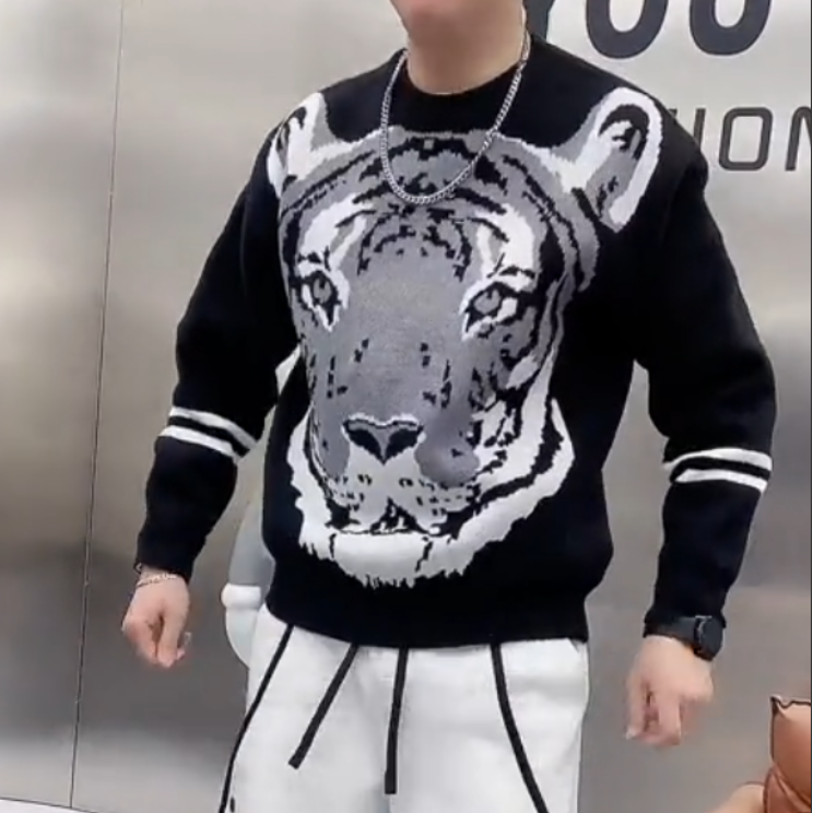 Black Tiger Head Sweater