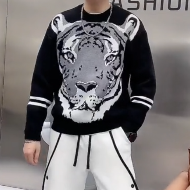 Black Tiger Head Sweater