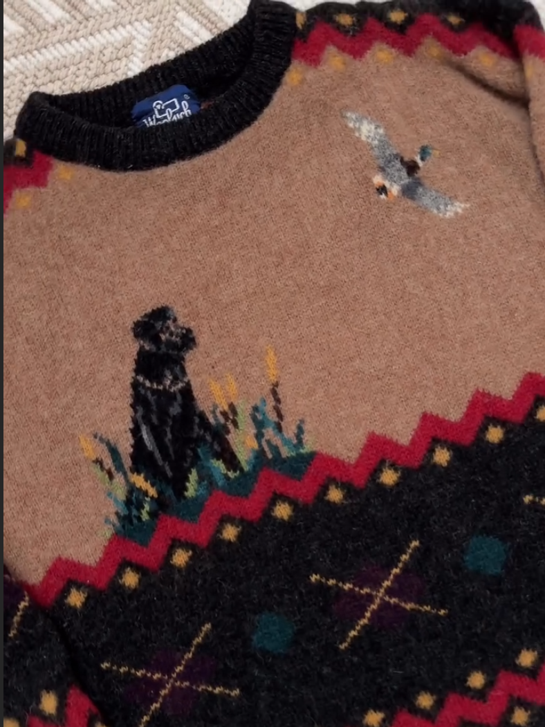 Casual Khaki Animal Sweater