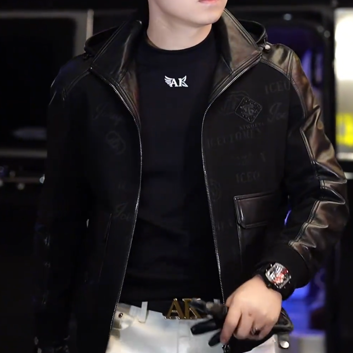 Hooded Leather Jacket