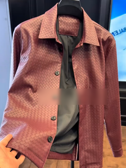 Red Woven Leather Shirt