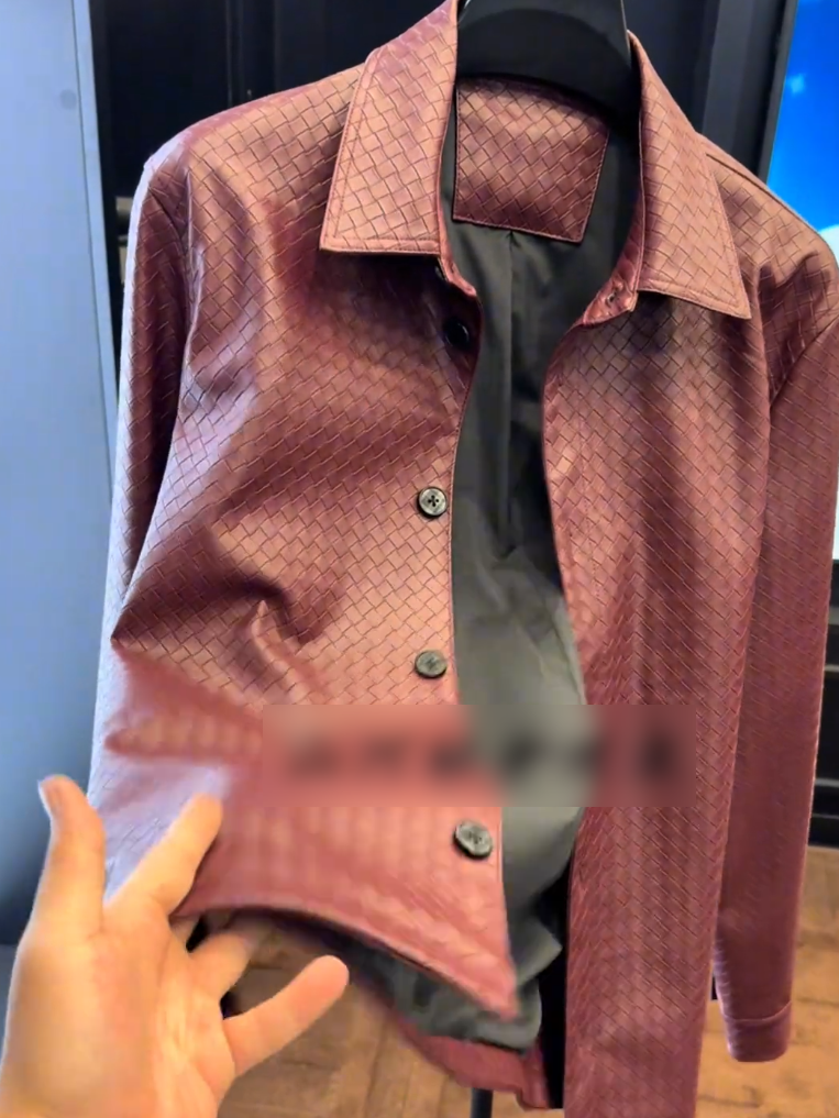 Red Woven Leather Shirt
