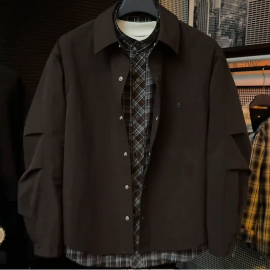 Fake Two-Piece Brown Jacket