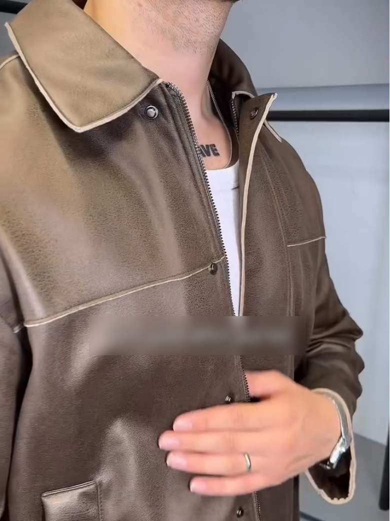 White-Stitch Leather Jacket