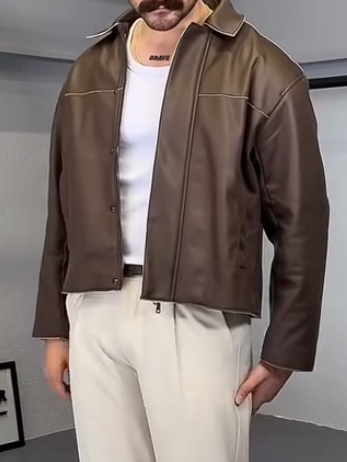 White-Stitch Leather Jacket