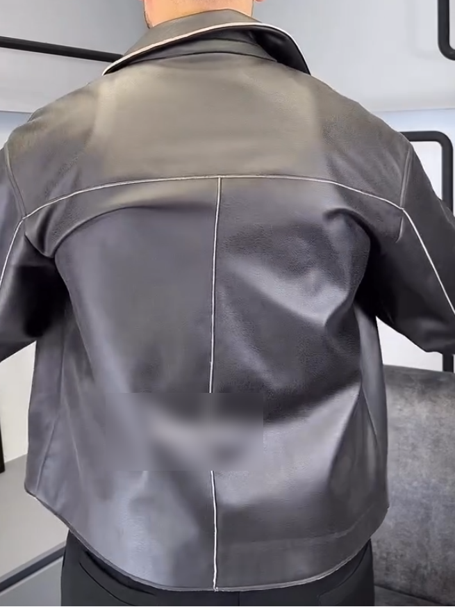 White-Stitch Leather Jacket