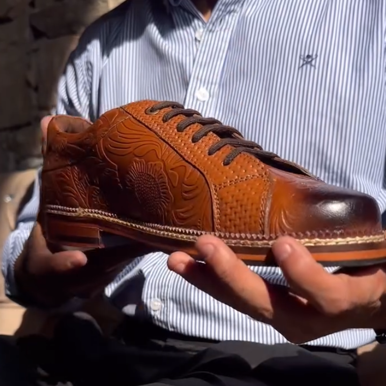 Carved Brown Leather Shoes