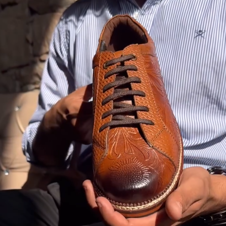 Carved Brown Leather Shoes