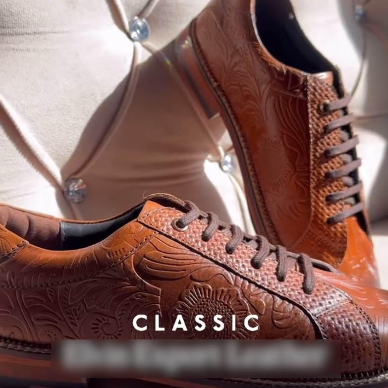 Carved Brown Leather Shoes