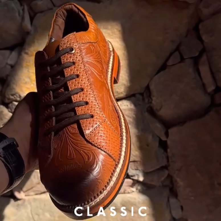 Carved Brown Leather Shoes