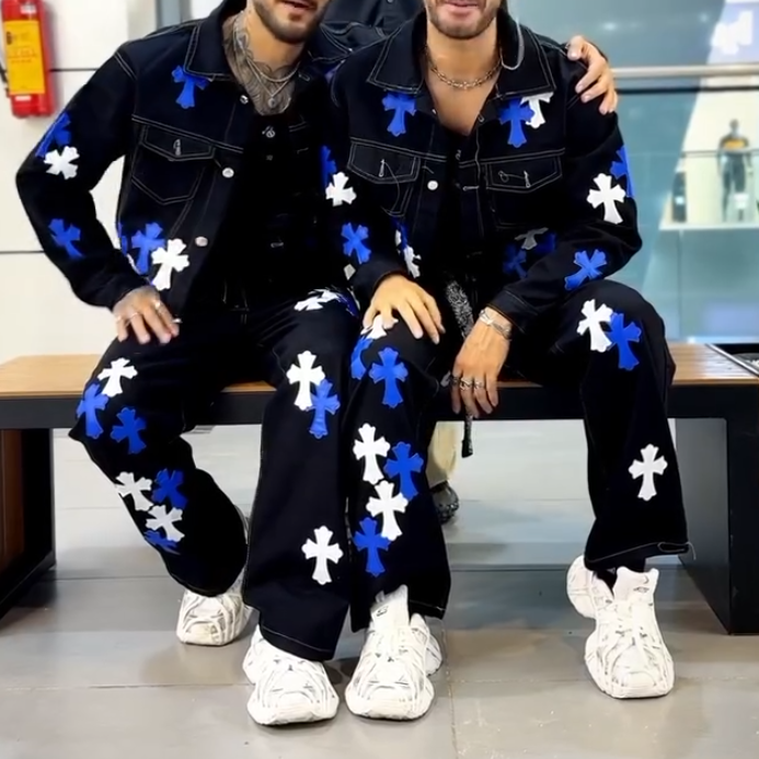 Blue-White Cross Denim