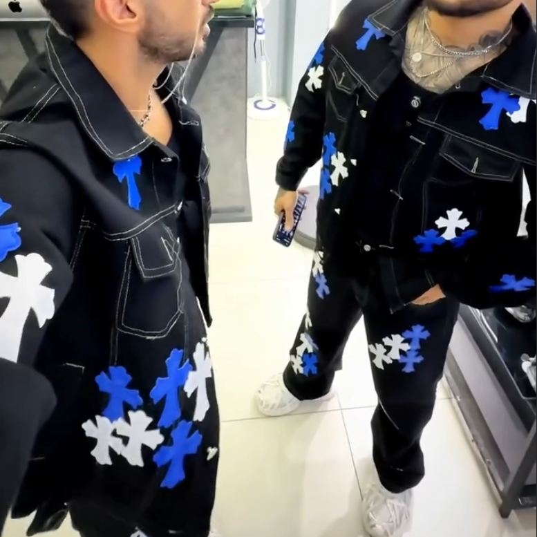 Blue-White Cross Denim