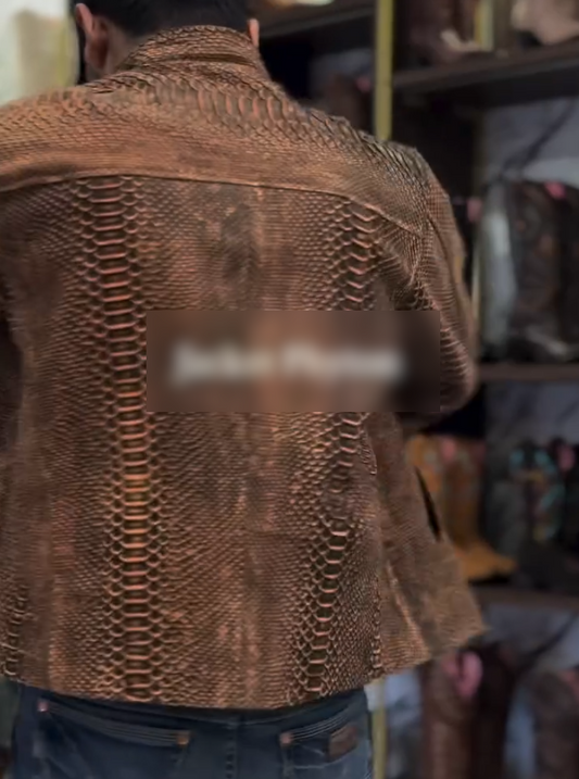 Snake Print Leather Jacket