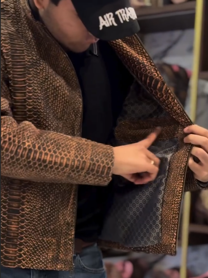 Snake Print Leather Jacket