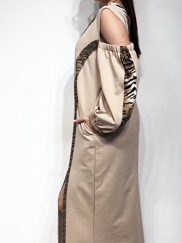 Women's Tiger Print Off-Shoulder Gown