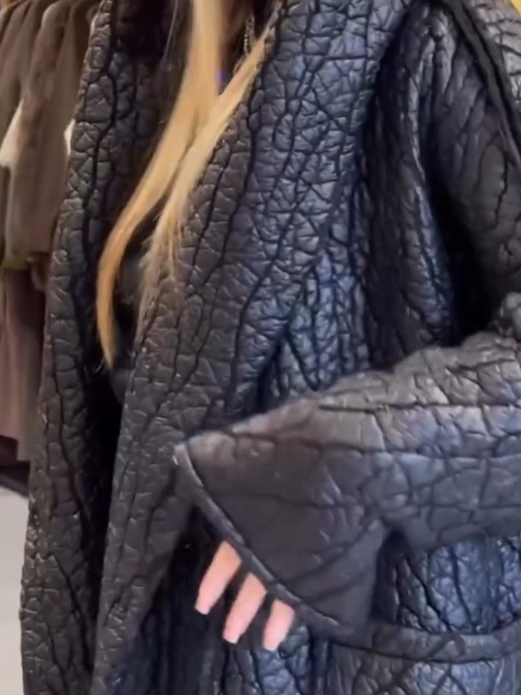 Women's Textured Leather Coat