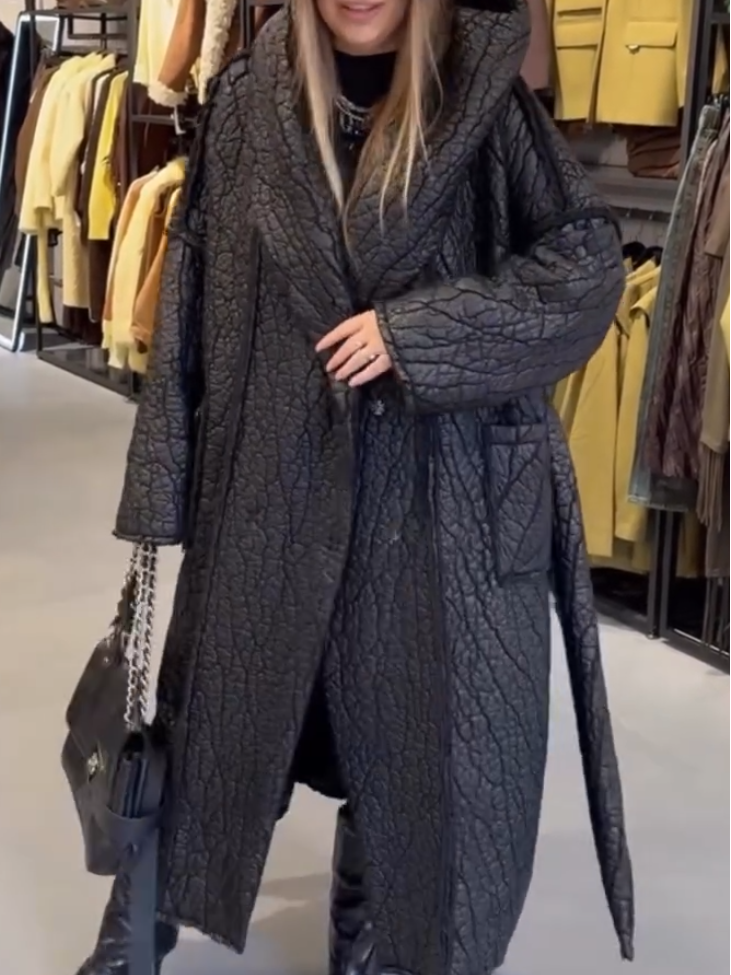 Women's Textured Leather Coat