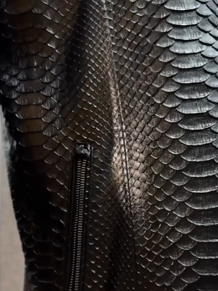 Men's Black Python Leather Jacket