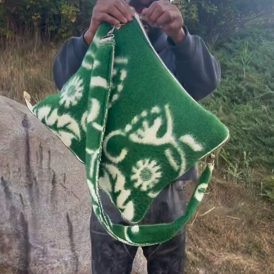 White & Green Wool Coat