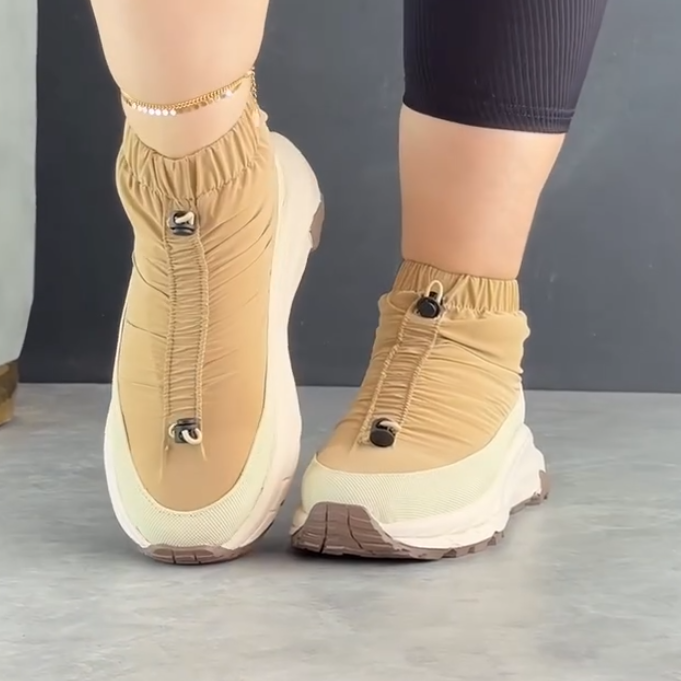 Khaki padded sneakers