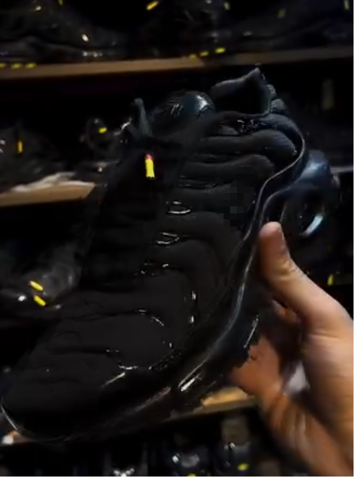 Matte black sneakers