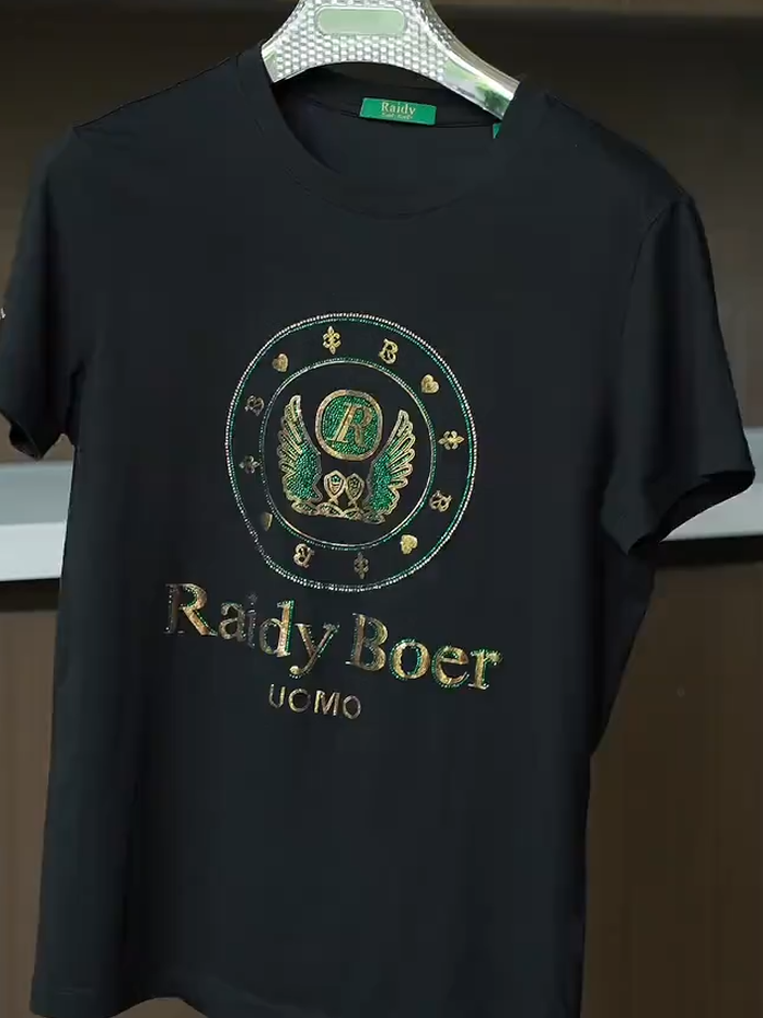 Gold-Green Sequin Black Tee