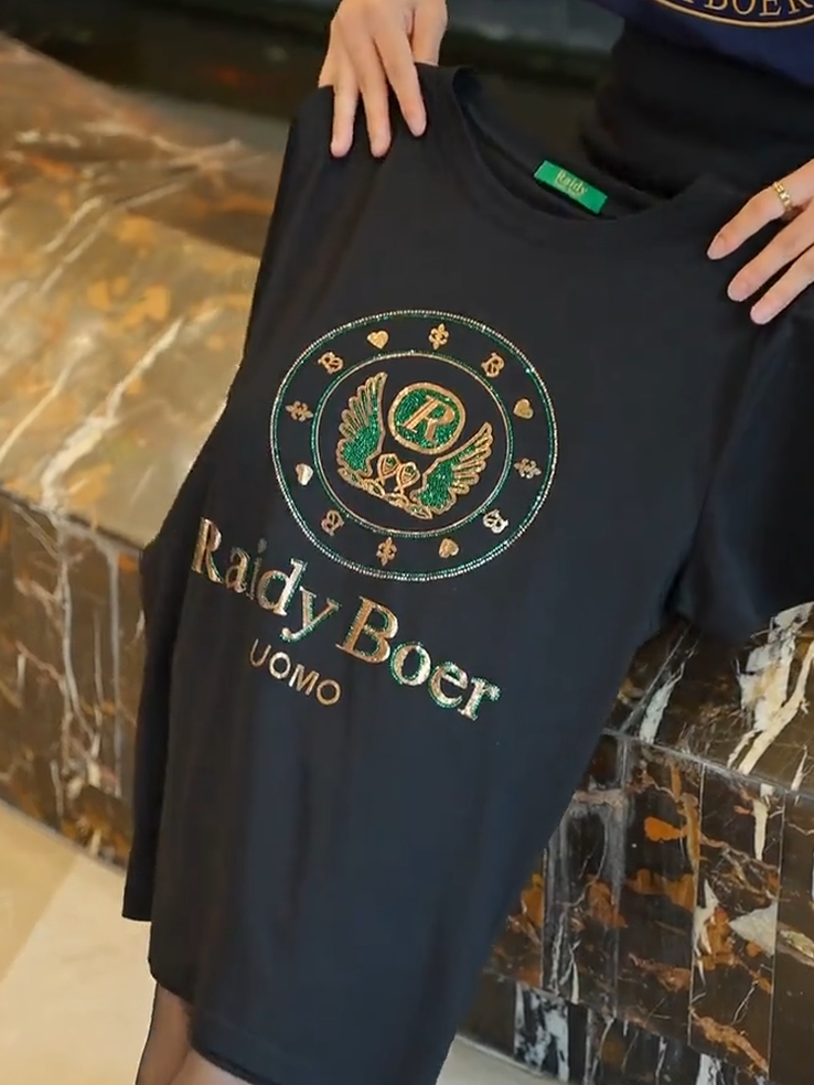 Gold-Green Sequin Black Tee
