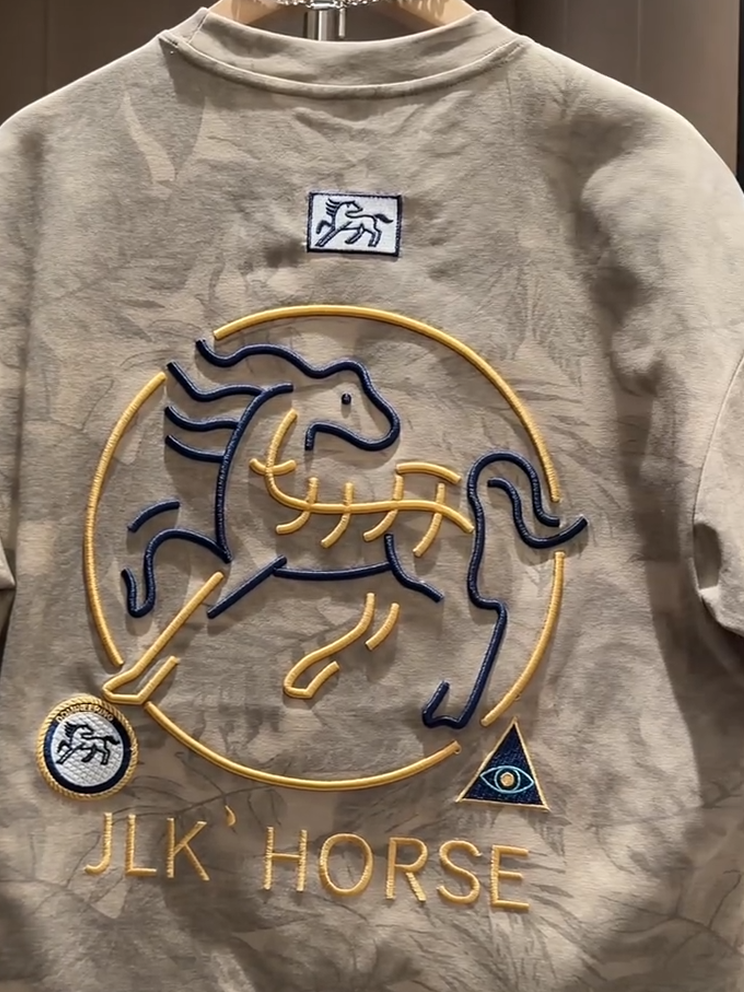 Khaki Embroidered Horse Tee