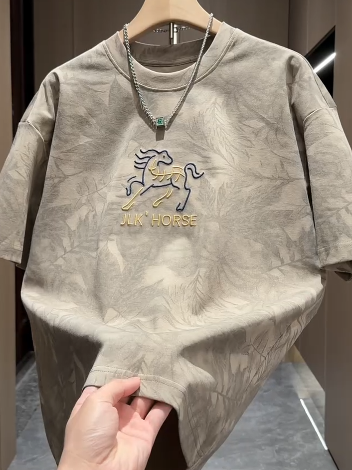Khaki Embroidered Horse Tee