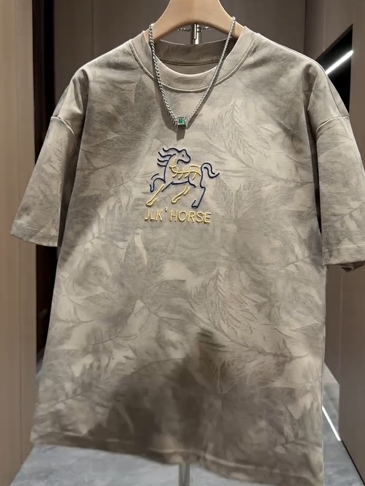 Khaki Embroidered Horse Tee