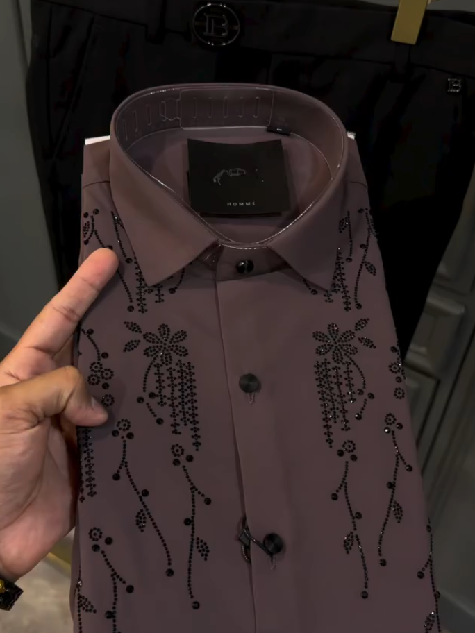 Floral Crystal Solid Shirt