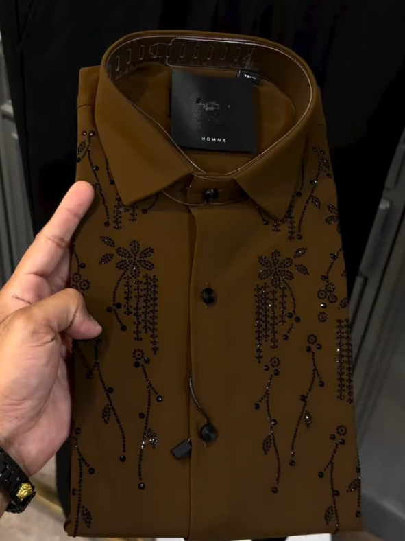 Floral Crystal Solid Shirt