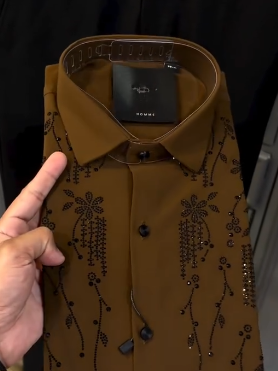 Floral Crystal Solid Shirt