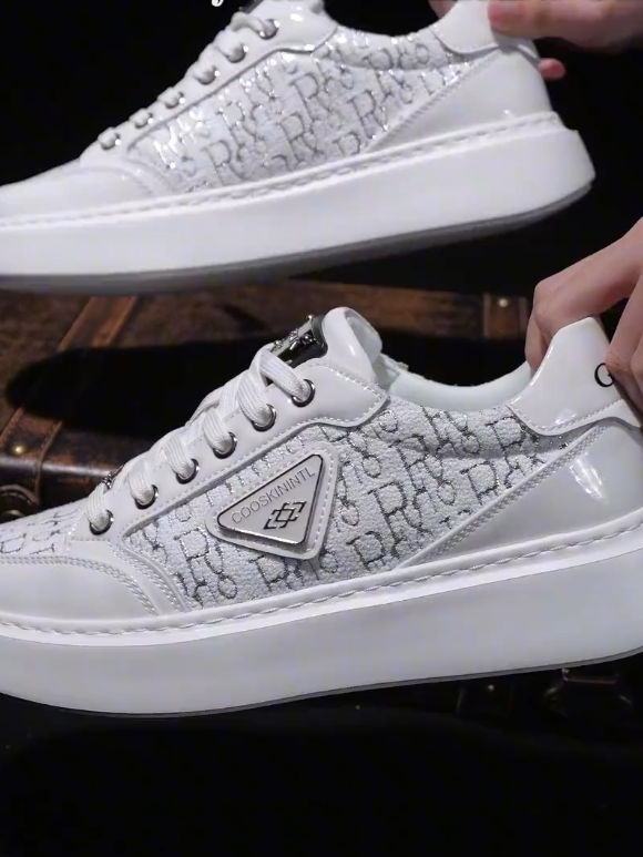 Premium Breathable White Leather Sneakers