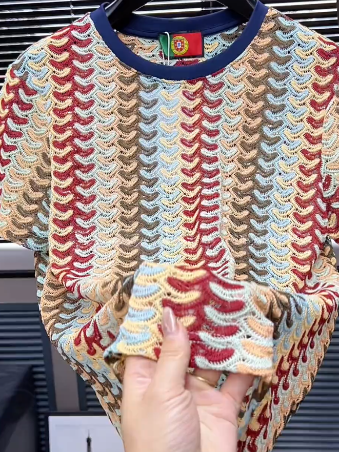 Multi-Color Wave Knit Tee