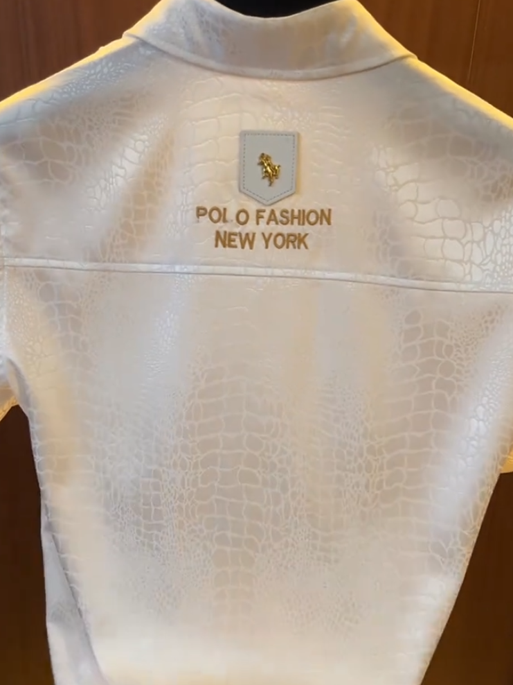 Croc-Embossed Silk Shirt