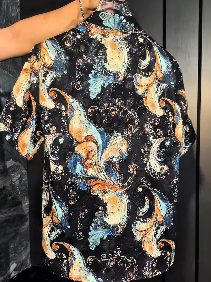 Navy Blue Sparkle Short-Sleeve Shirt