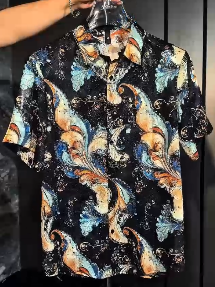 Navy Blue Sparkle Short-Sleeve Shirt