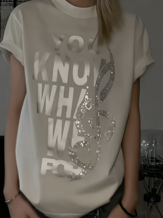 Music Flash Reflective Letter Tee
