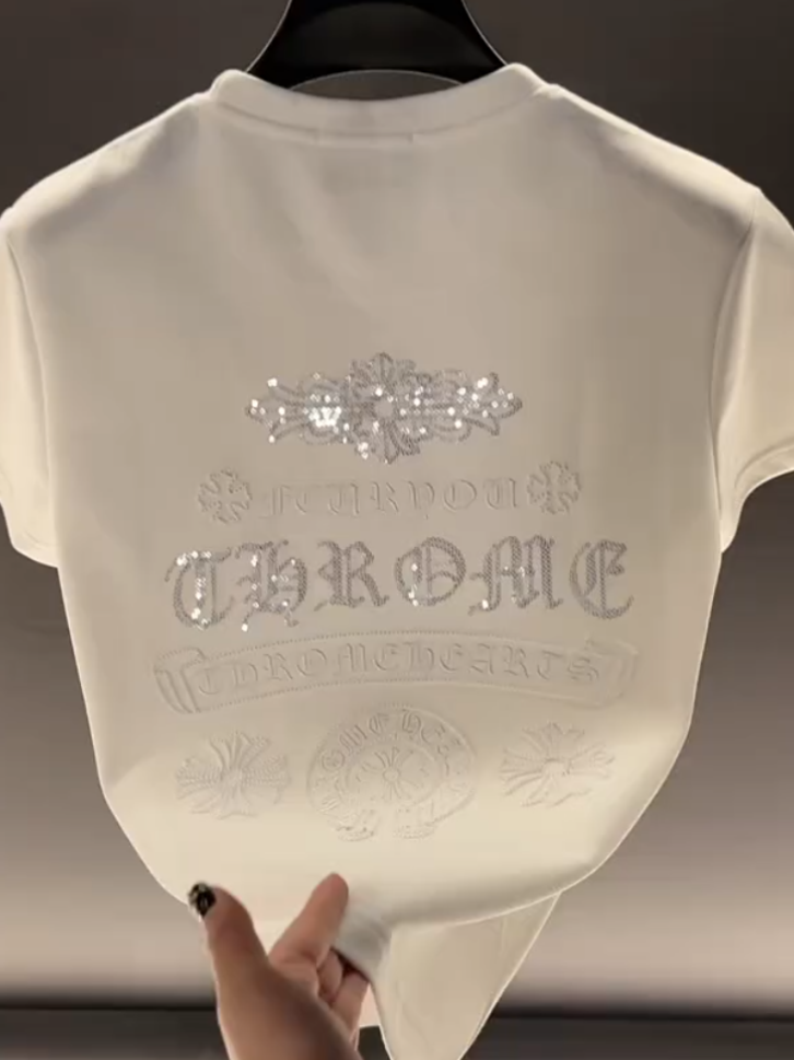 Silver Sequin Short-Sleeve