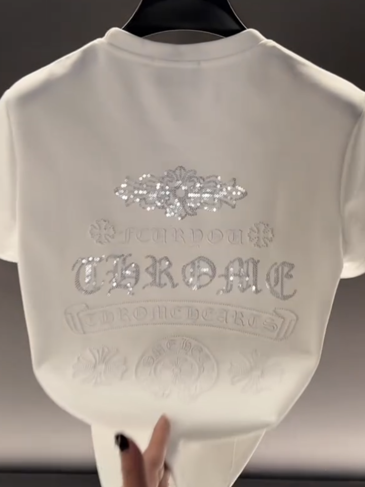 Silver Sequin Short-Sleeve