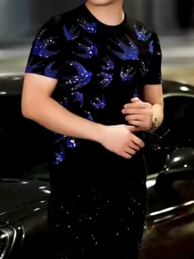 Blue Goose Sequin Black Tee