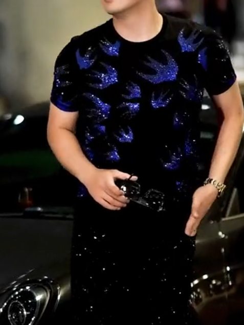 Blue Goose Sequin Black Tee