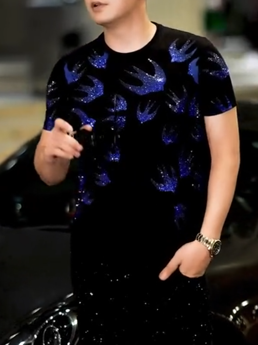 Blue Goose Sequin Black Tee