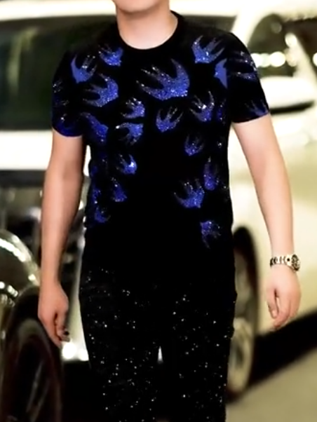 Blue Goose Sequin Black Tee