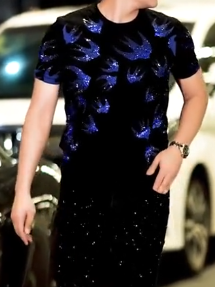 Blue Goose Sequin Black Tee