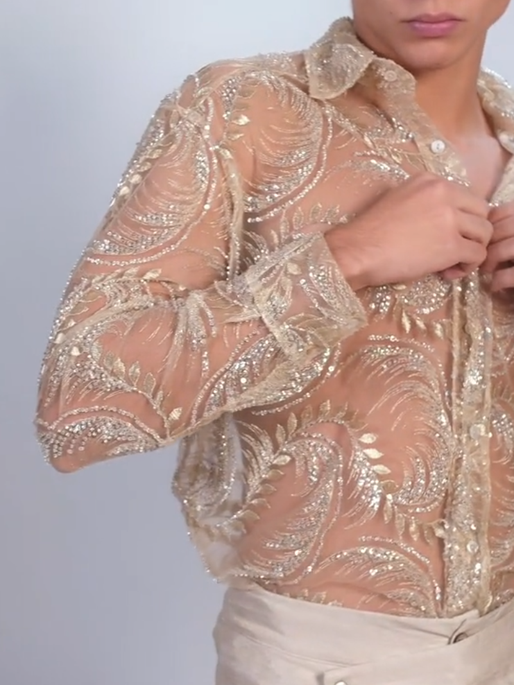 Sheer Feather Sequin Jacket