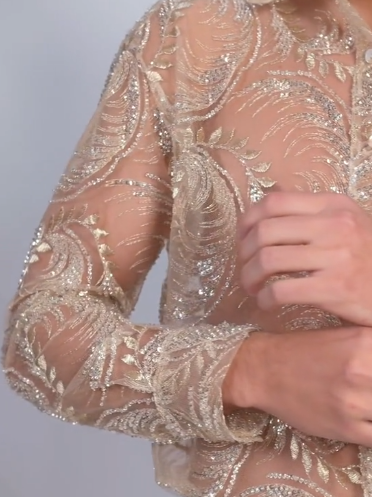 Sheer Feather Sequin Jacket
