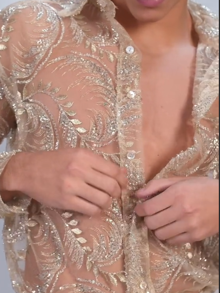 Sheer Feather Sequin Jacket